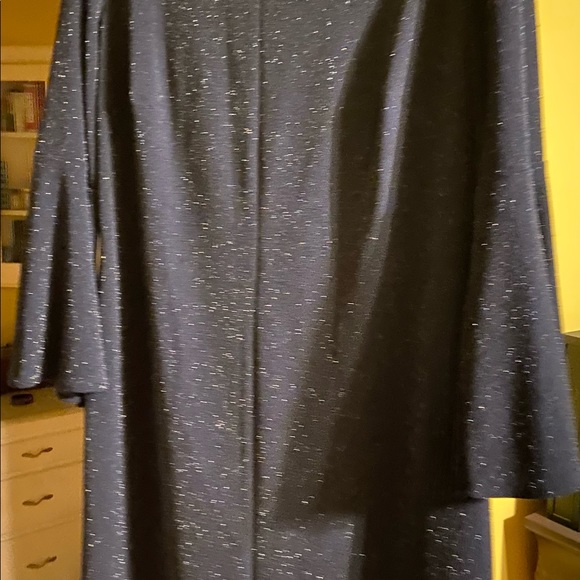 Lauren by Ralph Lauren navy shimmer shift dress with bell sleeves. - Picture 9 of 10